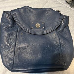 Marc by Marc Jacobs Convertible Leather Backpack Shoulder Bag Blue Silver